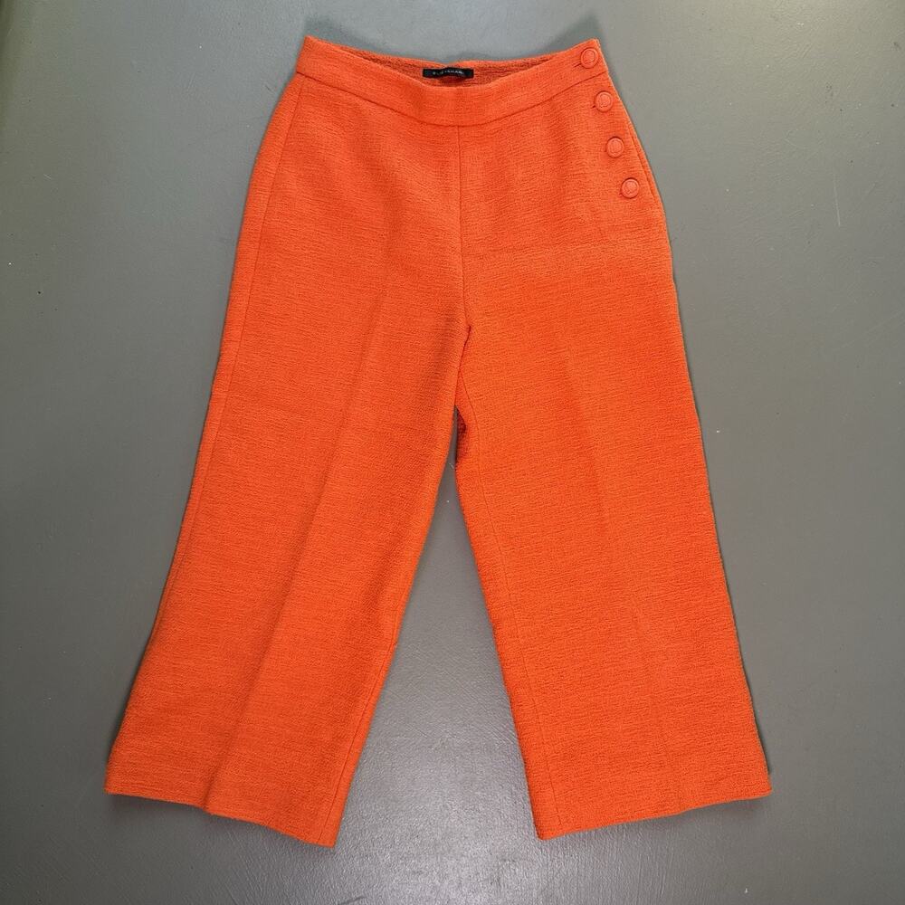 Elie Tahari Cropped Wide Leg Pants US 4 Office Coastal Chic Orange